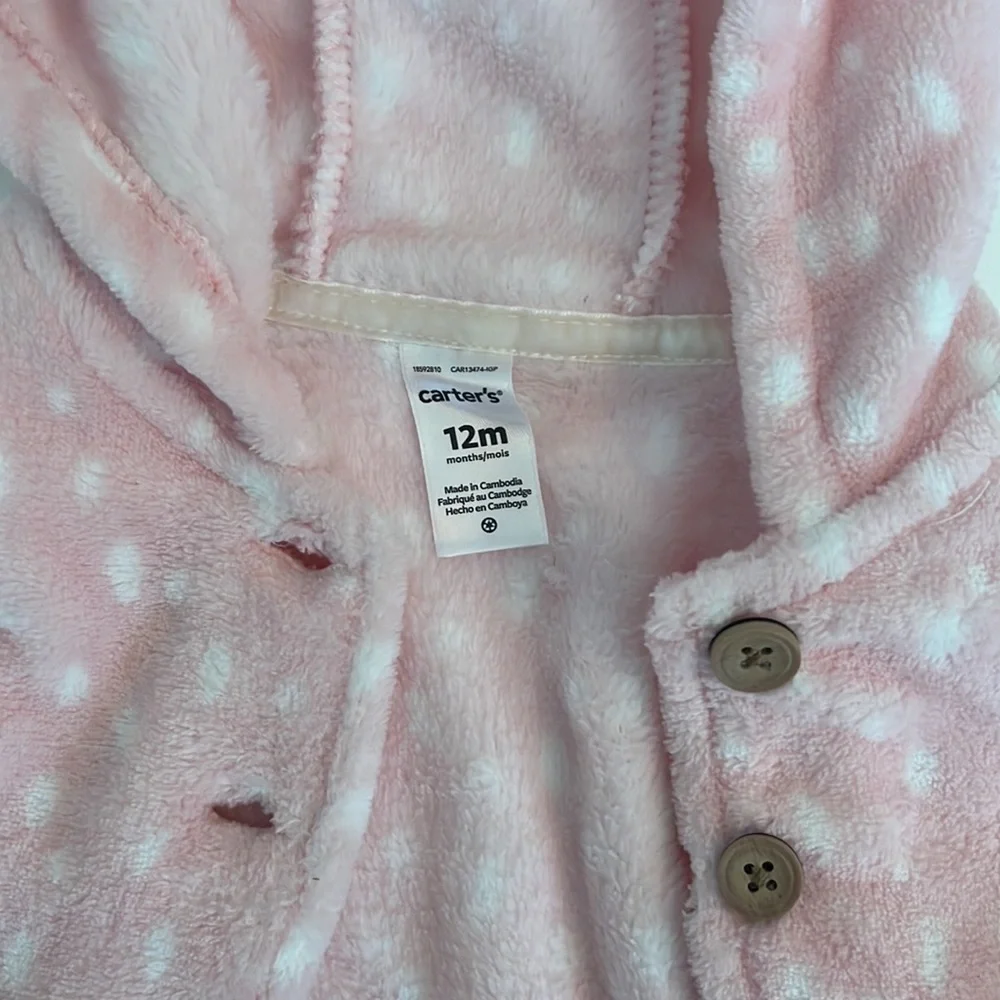 NWOT 12mo Pink Baby Vest with Hood from Carter’s